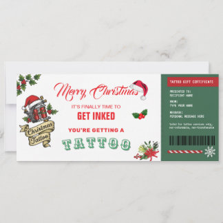 Christmas Tattoo Gift Certificate Card Voucher 招待状