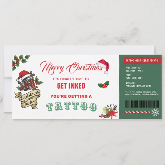 Christmas Tattoo Gift Certificate Card Voucher 招待状 (正面)