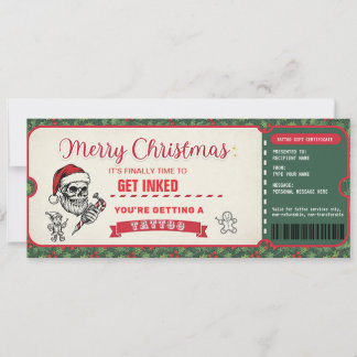 Christmas Tattoo Gift Certificate Card Voucher 招待状