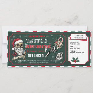 Christmas Tattoo Gift Certificate Card Voucher 招待状