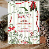 Christmas Tea 2nd Birthday Scribble Hand Drawn  招待状