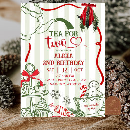 Christmas Tea 2nd Birthday Scribble Hand Drawn  招待状