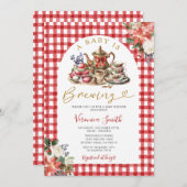 Christmas Tea A Baby is Brewing Baby Shower Floral 招待状 (正面/裏面)