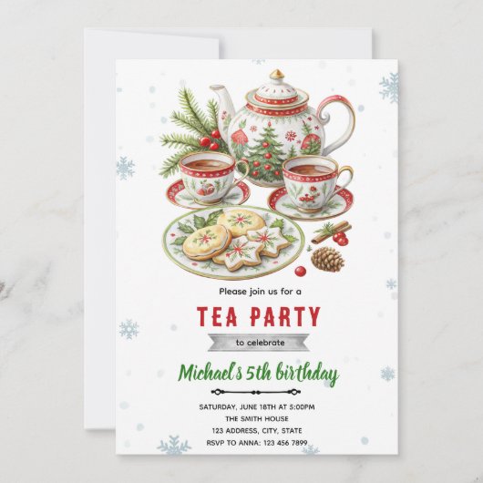 Christmas tea party invitation 招待状 (正面)