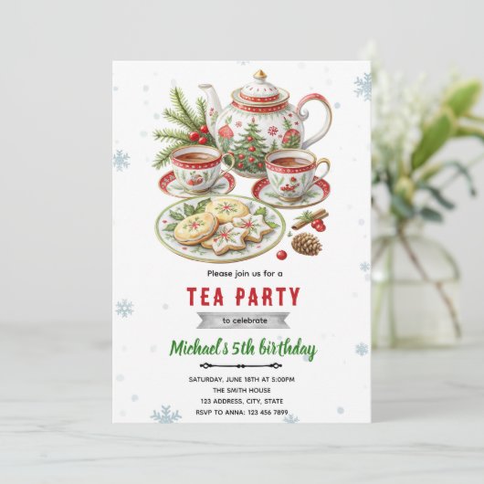 Christmas tea party invitation 招待状 (スタンド正面)