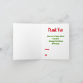 Christmas Teacher Appreciation Kids Dinosaur サンキューカード (内部)