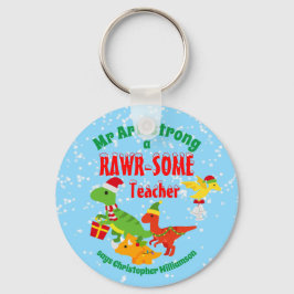 Christmas Teacher Appreciation Kids Dinosaur Blue キーホルダー