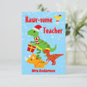 Christmas Teacher Appreciation Kids Dinosaur Flat サンキューカード (スタンド正面)