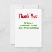 Christmas Teacher Appreciation Kids Dinosaur Flat サンキューカード (裏面)