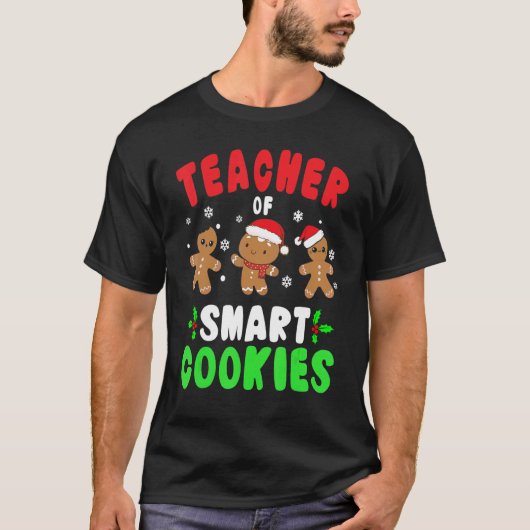 Christmas Teacher Cute Gingerbread Teacher of Smar Tシャツ (正面)