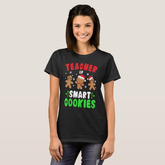 Christmas Teacher Cute Gingerbread Teacher of Smar Tシャツ (正面フル)