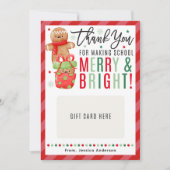 Christmas Teacher Gingerbread Gift Card Holder 招待状 (正面)