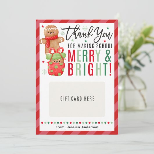Christmas Teacher Gingerbread Gift Card Holder 招待状 (スタンド正面)