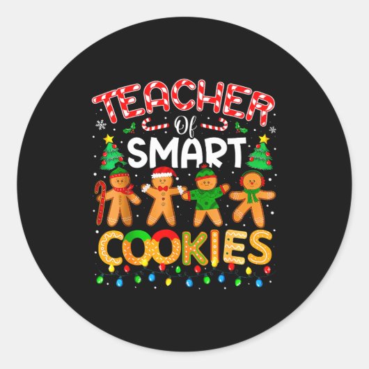 Christmas Teacher Of Smart Cookies Funny Cute Ging ラウンドシール (正面)
