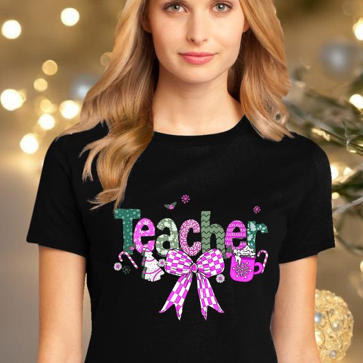 Christmas Teacher T-Shirt Women's Holiday Graphic トライブレンドＴシャツ