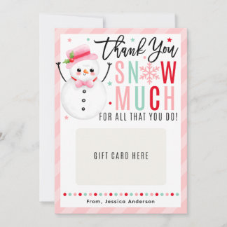 Christmas Teacher Thank You Pink Gift Card Holder 招待状