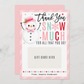 Christmas Teacher Thank You Pink Gift Card Holder 招待状 (正面/裏面)
