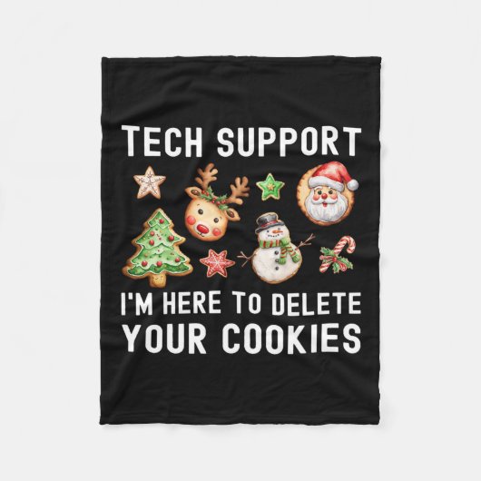 Christmas Tech-Support Here To Delete Cookiesクリスマス フリースブランケット (正面)