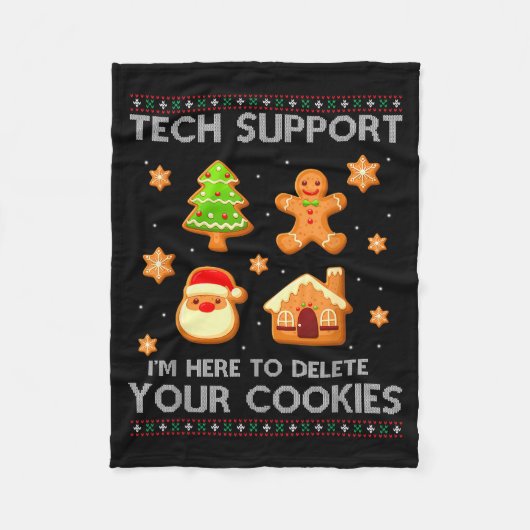 Christmas Tech Suprt Here To Delete Cookies Ugly S フリースブランケット (正面)
