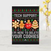 Christmas Tech Suprt Here To Delete Cookies Ugly X カード (黄色い花)