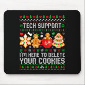 Christmas Tech Suprt Here To Delete Cookies Ugly X マウスパッド (正面)