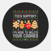 Christmas Tech Suprt Here To Delete Cookies Ugly X ラウンドシール (正面)