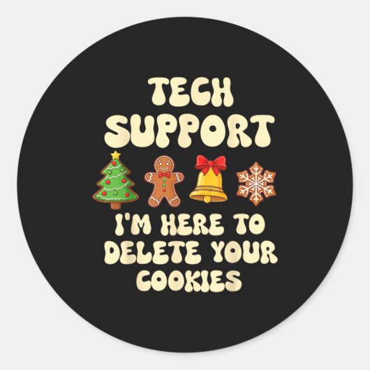 Christmas Tech Suprt Here To Delete Cookies Xmas G ラウンドシール (正面)