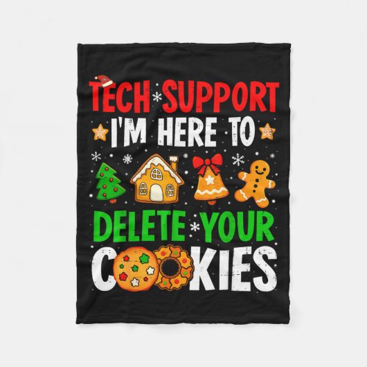 Christmas Tech Suprt Here To Delete Cookies Xmas M フリースブランケット (正面)