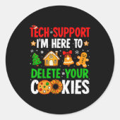 Christmas Tech Suprt Here To Delete Cookies Xmas M ラウンドシール (正面)