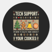 Christmas Tech Suprt Here To Delete Cookies Xmas M ラウンドシール (正面)