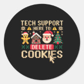 Christmas Tech Suprt Here To Delete Cookies Xmas M ラウンドシール (正面)