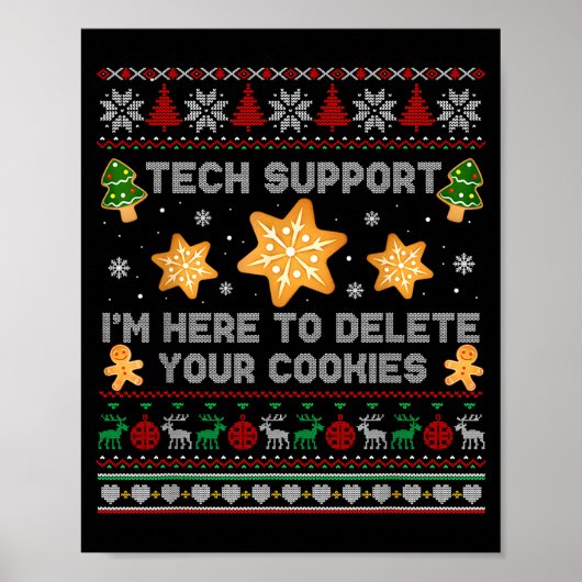 Christmas Tech Suprt Here To Delete Cookies Xmas P ポスター (正面)