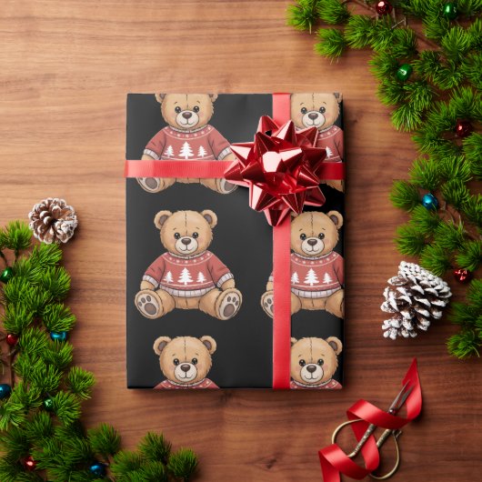 Christmas Teddy Bear Cute Xmas Gift ラッピングペーパー (クリスマスギフト)
