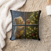 Christmas Teddy Bear Decorating a Tree クッション (ブランケット)