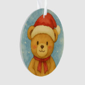 Christmas Teddy Bear in Snowy Wonderland オーナメント (正面)
