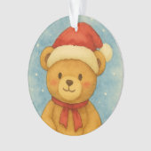Christmas Teddy Bear in Snowy Wonderland オーナメント (正面)