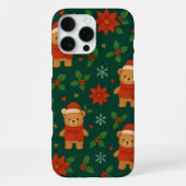Christmas Teddy Bear Pattern – Cute Green Holiday  iPhoneケース (裏面)