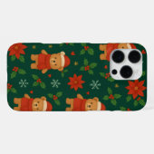 Christmas Teddy Bear Pattern – Cute Green Holiday  iPhoneケース (裏面横)