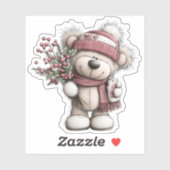 Christmas Teddy Bear Sticker | Cozy Winter Scene シール (シート)