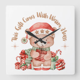 Christmas Teddy Bear Wall Clock Nursery スクエア壁時計