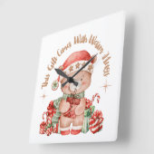 Christmas Teddy Bear Wall Clock Nursery スクエア壁時計 (傾斜)