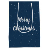 Christmas Teddy Bear Watching Santa ミディアムペーパーバッグ (裏面)