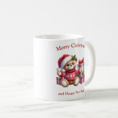 Christmas teddy bear with presents and mistletoe コーヒーマグカップ (正面右)
