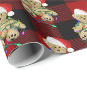 Christmas Teddy Bears On Buffalo Plaid ラッピングペーパー (ロールコーナー)