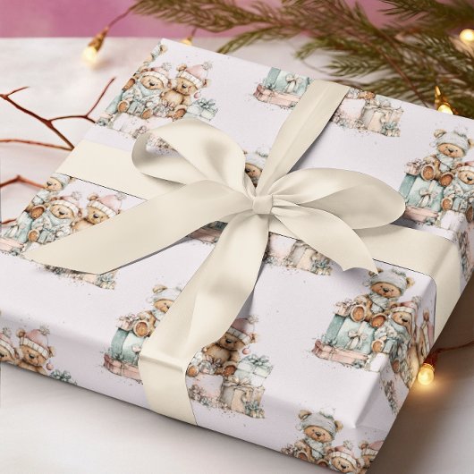 Christmas Teddy Bears Wrapping Paper ラッピングペーパー