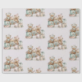 Christmas Teddy Bears Wrapping Paper ラッピングペーパー (フラット)
