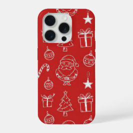 Christmas texture with festive elements iPhone 15 proケース