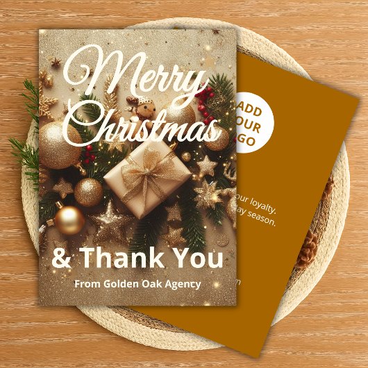 Christmas Thank You Card | Add Business Logo シーズンカード