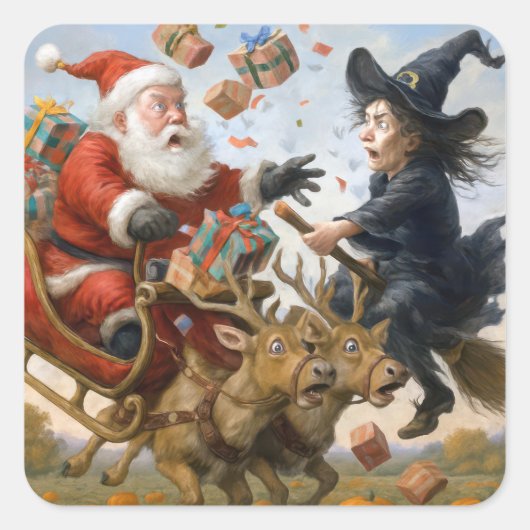 Christmas Thanksgiving and Halloween Crash スクエアシール (正面)