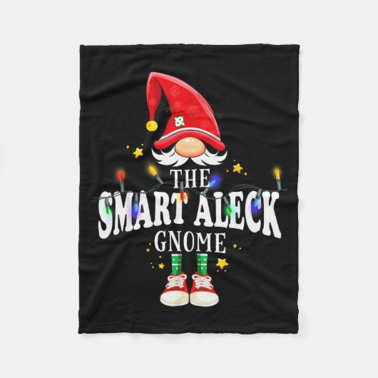 Christmas The Smart Aleck Gnome X-mas Matching Pjs フリースブランケット (正面)